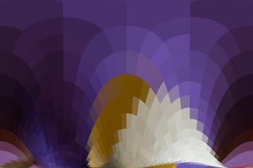 abstract hand fan color wheel hue plum, gold. squares in arch shape.