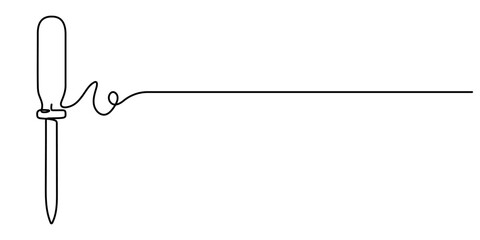 screwdriver continuous one line drawing, Single line of screwdriver vector illustration, One continuous line drawing of screwdriver line art. 
