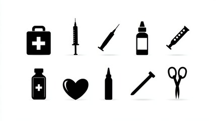 Obraz premium Comprehensive medical icon set, diverse healthcare symbols for professionals comprehensive