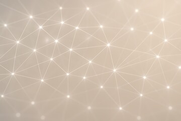 Fototapeta premium Abstract network of glowing nodes and connecting lines on a soft beige background