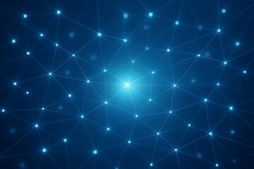 Fototapeta premium Abstract glowing blue network of interconnected points and lines on a dark background