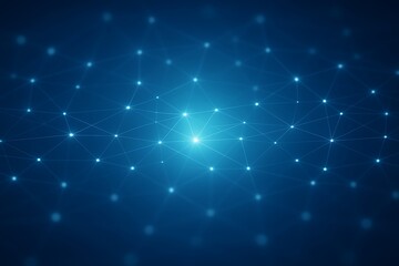 Fototapeta premium Abstract network of glowing blue nodes and connecting lines on a dark background