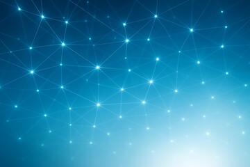 Fototapeta premium Abstract glowing blue network of interconnected points and lines on a gradient background