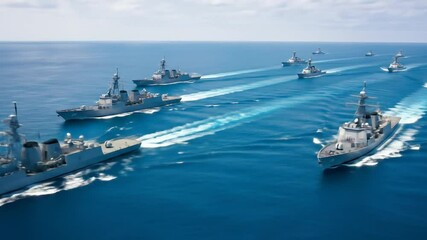 Naval vessels at sea