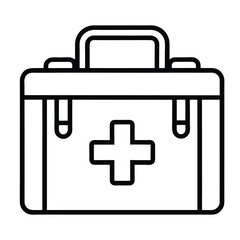 First Aid Medical Box Outline Vector