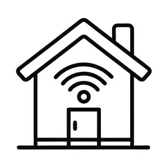 Smart Home with WiFi Outline Vector