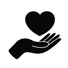 Obraz premium Hand Holding Heart Charity Silhouette Icon