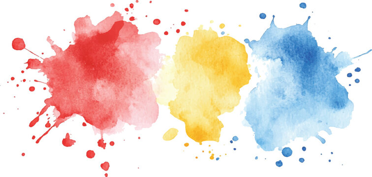Colorful watercolor brush strokes vector. set of paint splatter illustration. Collection of isolated watercolor paint stains in vibrant colors. 