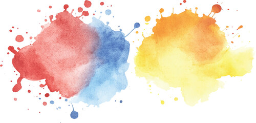 Colorful watercolor brush strokes vector. set of paint splatter illustration. Collection of isolated watercolor paint stains in vibrant colors. 