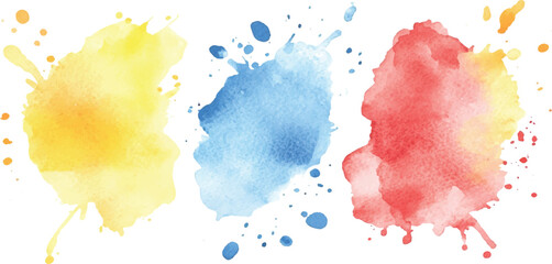 Colorful watercolor brush strokes vector. set of paint splatter illustration. Collection of isolated watercolor paint stains in vibrant colors. 