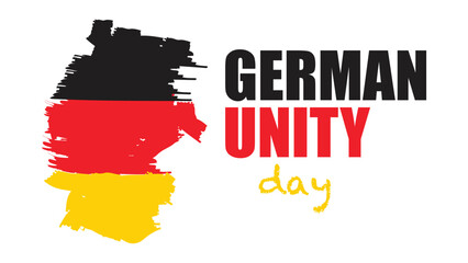 German Unity Day Greeting with Brush Painted Map and Flag Vector Illustration