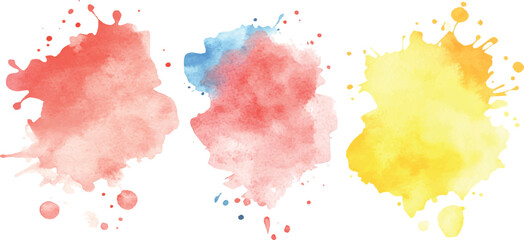 Colorful watercolor brush strokes vector. set of paint splatter illustration. Collection of isolated watercolor paint stains in vibrant colors. 