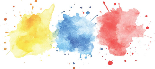 Colorful watercolor brush strokes vector. set of paint splatter illustration. Collection of isolated watercolor paint stains in vibrant colors. 