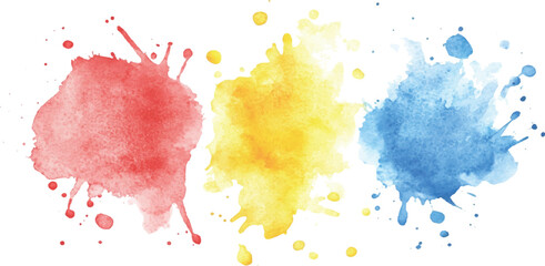 Colorful watercolor brush strokes vector. set of paint splatter illustration. Collection of isolated watercolor paint stains in vibrant colors. 