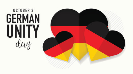 German Unity Day Celebration with Heart Flags Vector Illustration