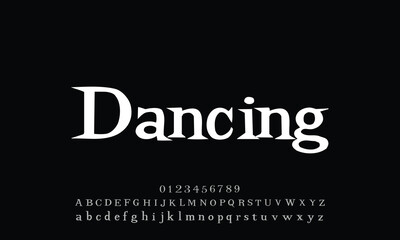 Attractive elegant DancingSuperserif serif alphabet display font vector with ligature style