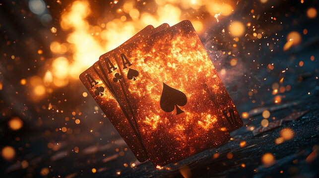 Firestorm Poker Hand &ndash; Epic Spade Cards in Flames. Generative AI