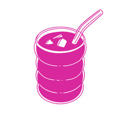 Original hand-drawn glass cup drink illustration for posters, cards, cafe menus, and graphic design.	