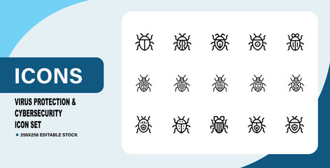 Virus Protection and Cybersecurity Icon Set