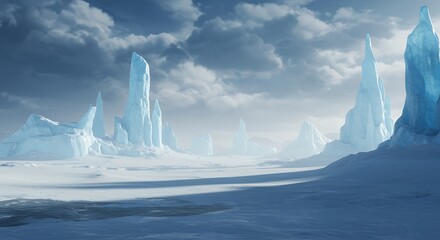 Enthralling Glacial Landscape  A Breathtaking View of Icy Spikes and Frozen Plains