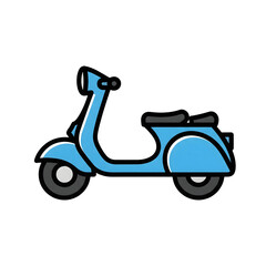 Obraz premium Light Blue Vintage Scooter Icon Illustration isolated on a transparent background