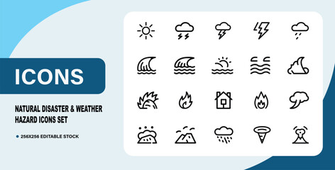 Natural Disaster & Weather Hazard Icons Set
