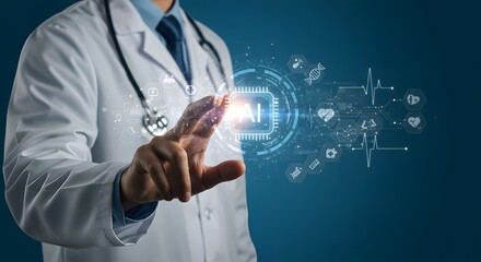 Doctor using digital technology for healthcare innovation and patient care