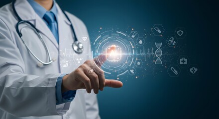 Doctor using digital technology for medical diagnosis and treatment