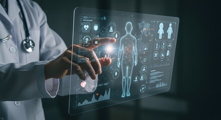 Doctor using futuristic medical technology interface