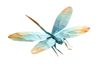 Origami dragonfly with slim paper wings