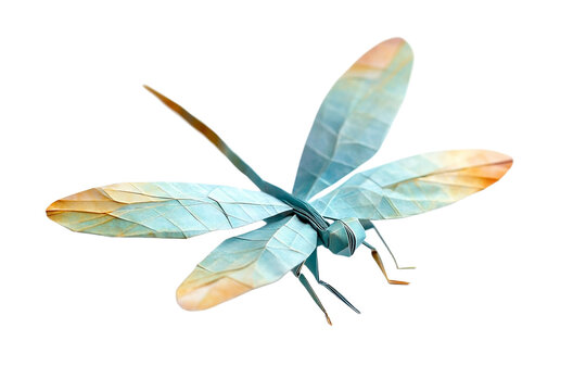 Origami dragonfly with slim paper wings