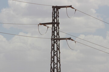 Power Electric Pole with Wires