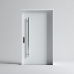 A white door with a handle on the side