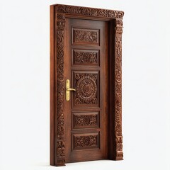 Wooden door with carved design