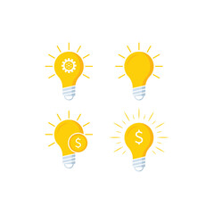 illustration of light bulb idea Icon. entrepreneur business idea, with gear, dollar, vector withe background.