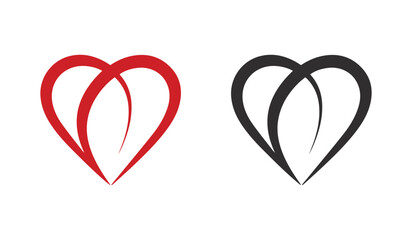 Set of vector hearts isolated on white background.