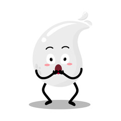 Cute Hand Drawn Surprised White Blood Drop