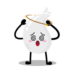 Cute Hand Drawn Dizzy White Blood Drop With Spinning Head