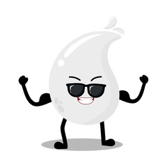 Cute Hand Drawn Strong White Blood Drop with Muscular Arm
