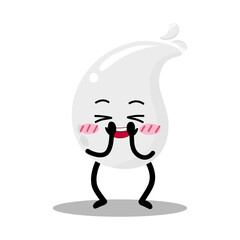 Cute Hand Drawn Shy White Blood Drop Blushing