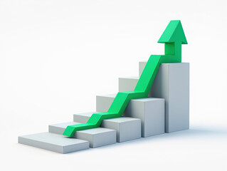 Elevated Success A Green Arrow Ascending a Staircase of Progress Symbolizing Achievement and Upward Mobility in Career and Life with a Focus on Growth