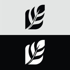 A simple black and white logo features an abstract leaf design, symbolizing nature, growth, and organic wellness in a modern and minimalist style