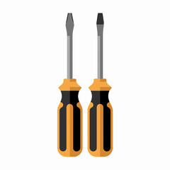 Flat and Phillips Screwdriver Icon Set –Hand Tool Illustration in Vector Style