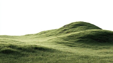 Obraz premium Rolling green hills covered in lush grass under a bright white sky