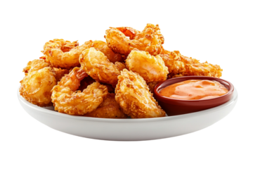Crispy battered shrimp served with sauce
