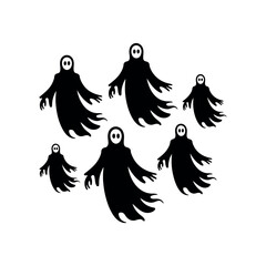 Ghosts Silhouette on white background