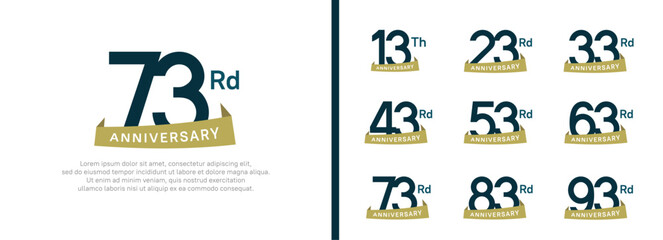 set of anniversary logo style brown ribbon. vector design black color for celebration