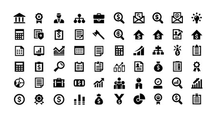 Accounting Icon Set – Editable Stroke Vector Icons of Finance, Tax, Audit, Invoice, Business, Budget, Report, Calculation, and More – Line Style Financial and Bookkeeping Icons


