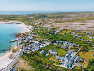 Aerial view of Inis Mór Arran Island Ireland