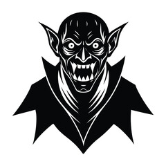 Frightening Vampire Halloween Monster Face Vector Illustration
